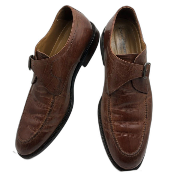 Johnston & Murphy Men's Brown Leather Monk Buckle Style Shoes 11.5M Sheepskin - Picture 5 of 12